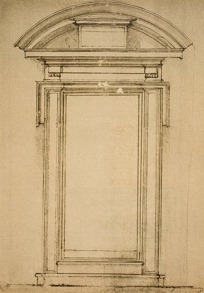 Architectonische studie van een deur; tekening door Michelangelo door Michelangelo Buonarroti